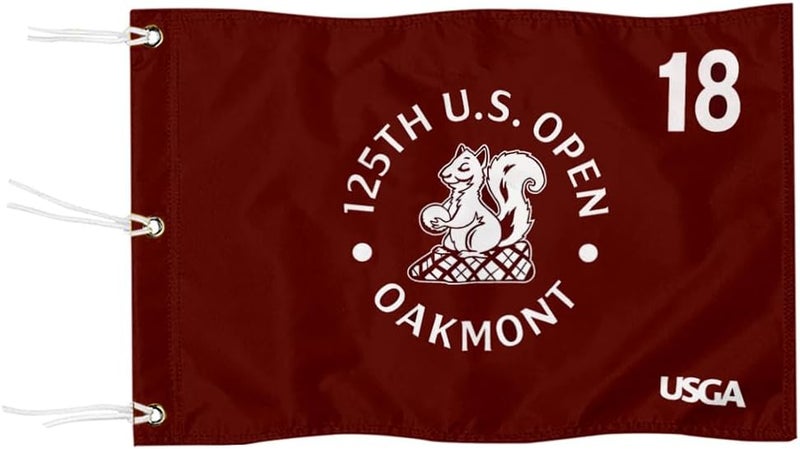 2BUT 2025 US Open Flag Oakmont Golf Pin USGA Flag Practic Putting Green Golf Flag For Backyard Garden Double-Sewn 600D Nylon Miniature Pin Flag (Red 20"x13" Grommet) - Image 1